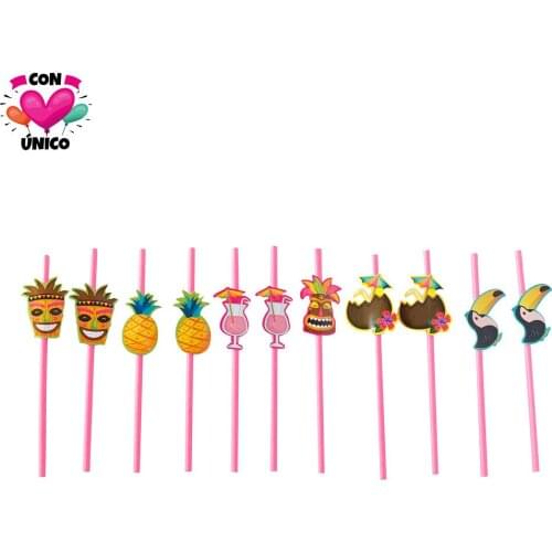 CONUNICO Birthday Tropical Party Photobooth Props Party Supplies Invitation Card Garland Paper Straw Hawaii Aloha Summer HI3530