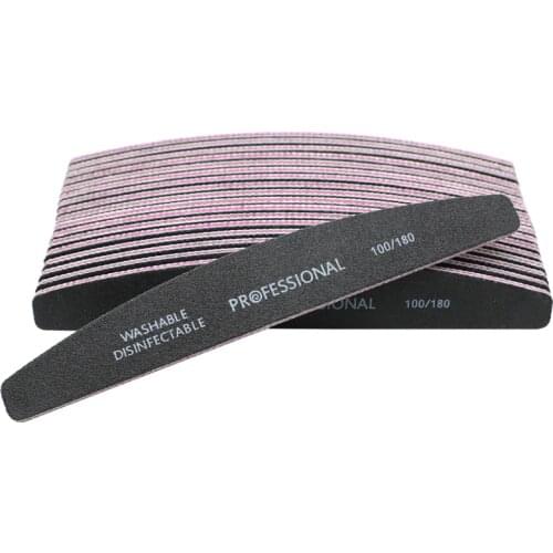 50Pcs Professional Nail Files Nail Art Sanding Files 100/180 Boat Black Nail Buffer Double Sided Files Manicure Tools Set