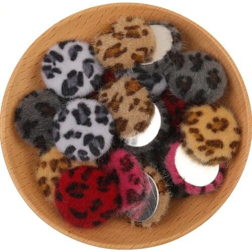 Cordial Design Clearance 28MM 100Pcs Sticker Buttons/Colored Leopard Design/Furry/Earring Making/DIY/Hand Made/Earring Findings