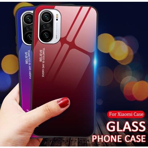 Luxury Gradient Phone Case For Xiaomi Poco F3 X3 Pro NFC Tempered Glass Cover For Xiaomi Poco F3 X3Pro X3NFC Hard case Coque