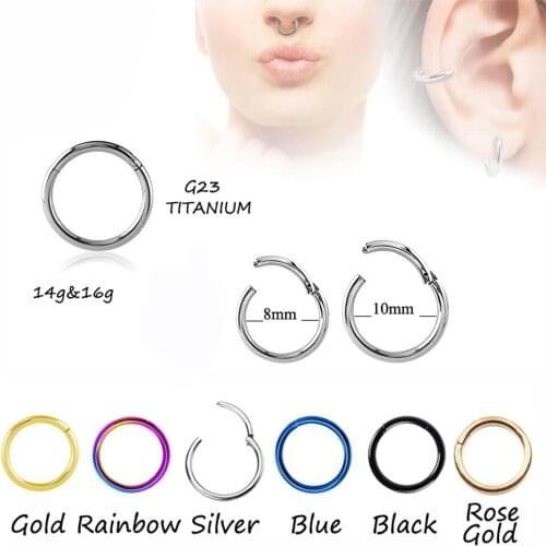 100pcs Titanium G23 Hinged Segment Nose Hoop Rings Septum Clicker Nose Piercing Earring Tragus Cartilage Ear Helix Body Jewelry
