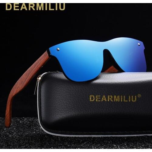 DEARMILIU 2019 Mens Sunglasses Polarized Walnut Wood Mirror Lens Sun Glasses Women Brand Design Colorful Shades Handmade