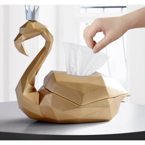 Modern Resin Cute Flamingo Tissue Box Ornament Home Livingroom Table Figurines Decoration Hotel Office Desktop Furnishing Crafts