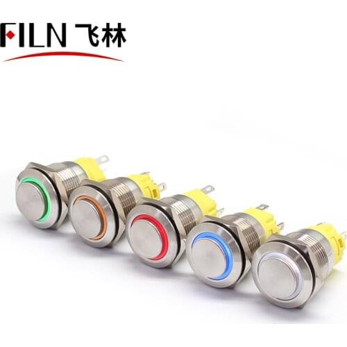 FILN ring light High head 19mm illuminated push button switches Stainless steel waterproof push button switch