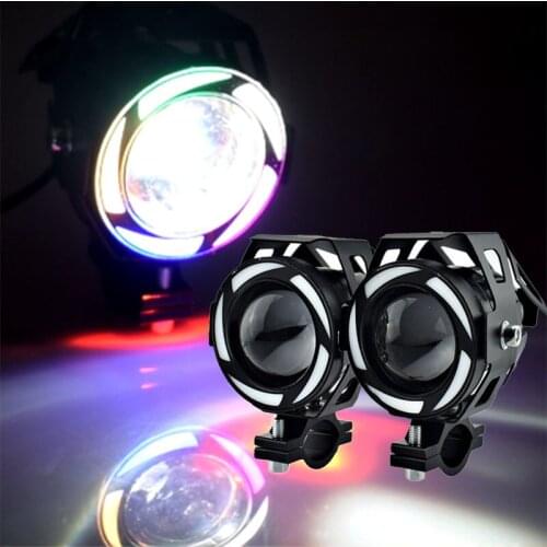 Motorcycle Headlights LED 5Colors angel eye lights 12V 125W Work spot Lamp motorbike Fog head lamp spotlights auxiliary lamp
