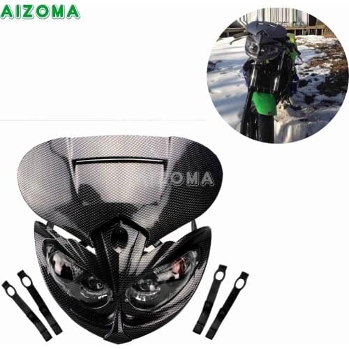 Black Motorcycle Universal Headlight 12v/20w Dual Sports Headlamp Fairing Kit For Honda Yamaha Suzuki Kawasaki Ducati Head Light