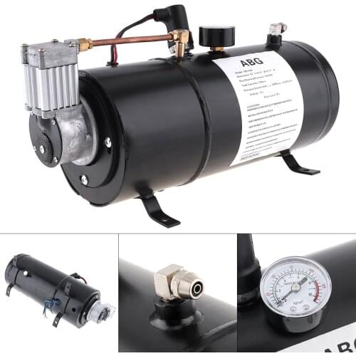 Universal 18A 12V 125 PSI Auto Car Air Horn Compressor Tank Pump 5-3/8 inch Intake Hose for Train Auto Car Truck Boat Vehicle