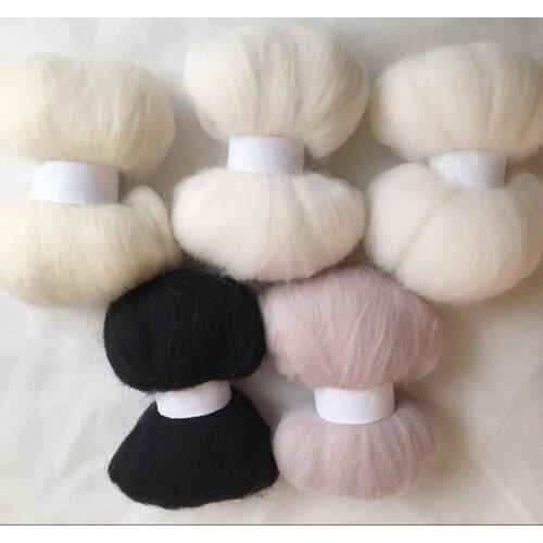 WFPFBEC 50g 10g/bag wolvilt feltro mixed naaldvilten lana merino wool fibre roving for needle felting doll diy crafa feutrine