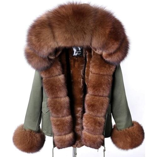 2021 Waterproof 7XL Short Parka Winter Jacket Women Real Fur Coat Natural Fox Fur Collar Hood Warm Streetwear Detachable