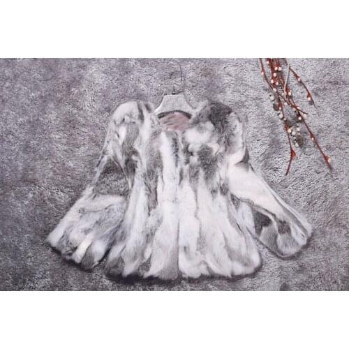 New Fashion Real Genuine Natural Rabbit Fur Coat lady warm jacket custom any szie Free Shipping