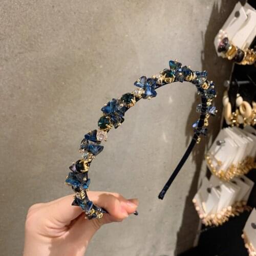 MOGAKU Baroque Crystal Flower Head Bands Rhinestone Geometric Hair Hoops Elegant Hairbands Women Fashion Jewelry Hair Accessorie