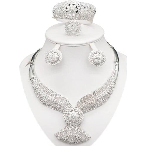 Silver jewelry sets women fashion jewelry sets fine jewelry sets women necklace silver colour jewelry sets