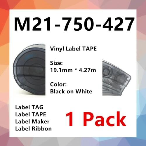 1Pack Label Tape M21-750-427 bmp21 Ribbon Vinyl Labels Black on White Film for Portable Printer BMP21-PLUS bmp21 plus TAPE TAG