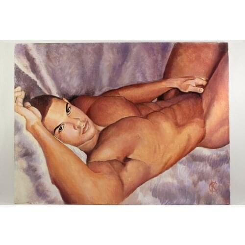 100% Hand-painted Oil painting on canvas (handmade) nude sex man 002