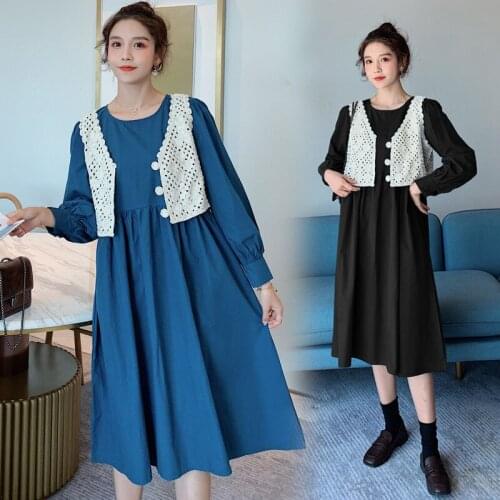 1592# Maternity Clothes Stylish Sweety 2Pcs Maternity A Line Dress Set Clothes for Pregnant Women Pregnant Women Suit