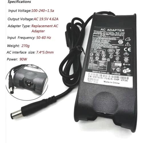 19.5V 4.62A 90W AC Adapter FOR DELL Latitude D505 D510 D800 D810 D820 E5530,E5400,E6500,M70 Laptop Power Charger Supply