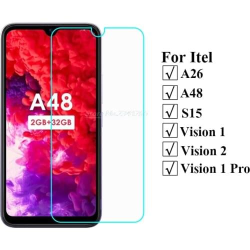2-1PC Protective Glass Cover FOR Itel A48 Tempered Glass On Pelicula Itel A48 A26 S15 Vision 2 1 Pro Glass Screen Protector Film
