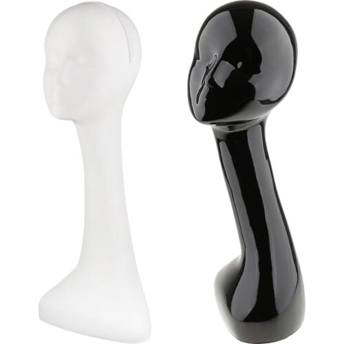 2x Female Mannequin Heads Wigs Hair Hat Display Holder for Hairdressing Salon Hat Stores - 20-22 inch Tall, Black and White