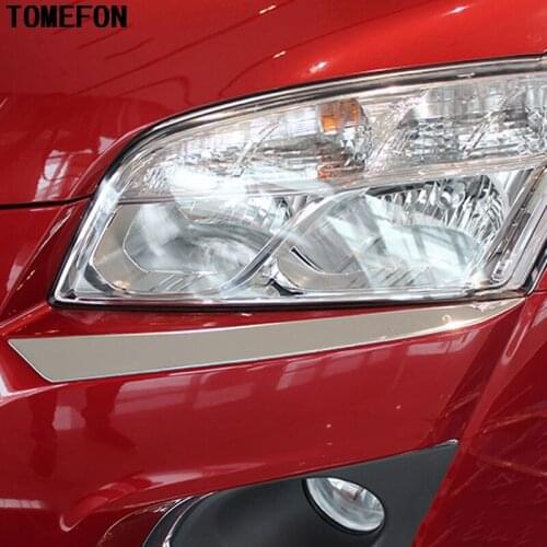 2pcs For Chevrolet Trax 2014 2015 Stainless Steel Car Front Headlights lamp Lid Eyebrow Cover Trims Headlight Protective Stiker