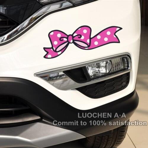 2PCS Pink Bow-knot Cute Lovely Cartoon Car Stickers Creative Decoration Decals Cover Scratches Nick Auto Tuning Styling D10