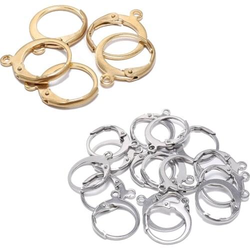 20Pcs/lot Gold Stainless Steel Hoop Huggie French Lever Back Ear Wire Settings Base Hoops Earrings For DIY Jewelry Making Supply
