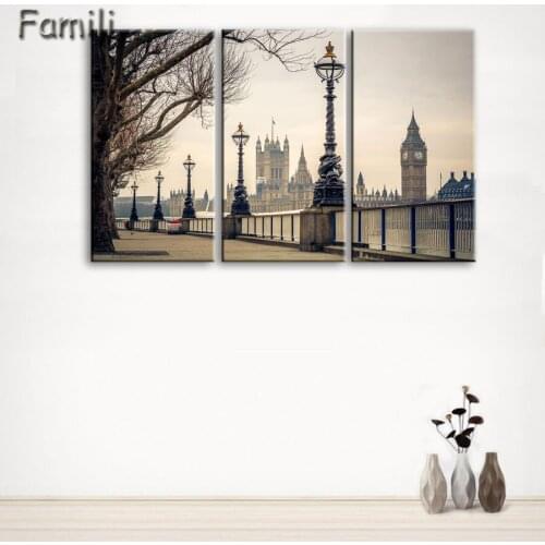 3pcs London Tower Bridge Red Bus Poster Minimalist Canvas Painting Black White Cityscape Wall Picture Print Modern Home Room Dec