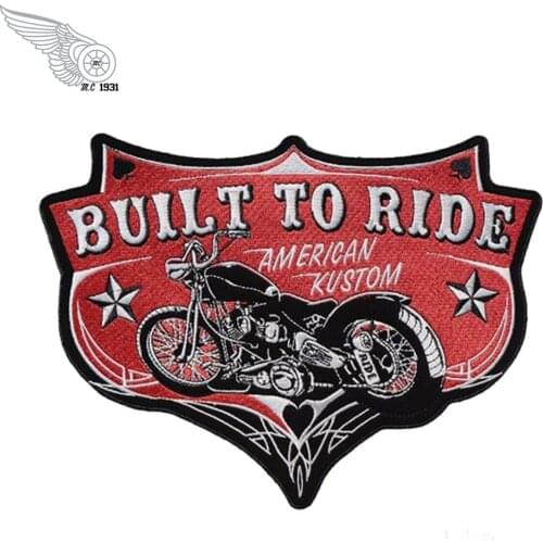 30 cm Spades Built To Ride patch punk Motorcycle live to ride large Embroidered Iron On Patches For Clothing Full Back applique