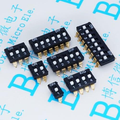 5PCS SMD SMT Slide Type Switch 1P 2P 3P 4P 5P 6P 8P 10P 1.27mm Position Way DIP Black Pitch Toggle Switch Black Snap Switch