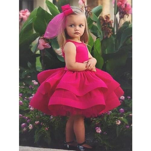 Sparkly Sequined Flower Girl Dresses Tiered Baby Wedding Ball Gown With Bow Communion Pageant Clothes