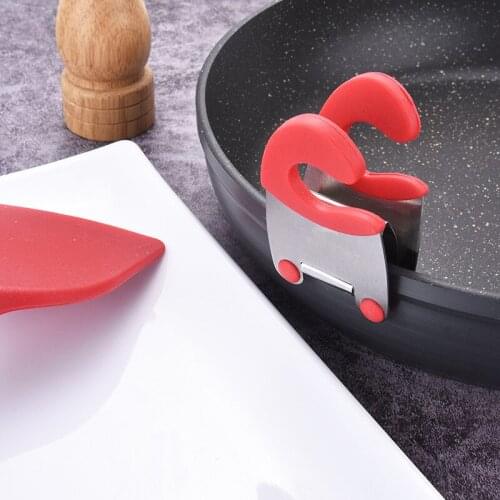 Anti-scalding Stainless Steel Pot Side Clip Heat Insulation Rubber Spoon Holder Clip Kitchen Gadget Anti-hot Fixed Clamp