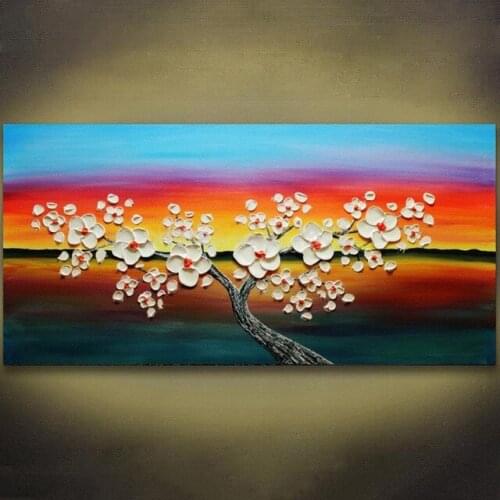 Large 5D DIY Diamond Painting Cross Stitch Sunset Flower Tree Diamond Embroidery Square Round Stones Mosaic painting Rhinestone