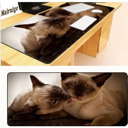 Mairuige 900*400*2mm Two Brown Cat Love Large Overlock Mousepad Retro Style Mouse Pad Red Can Be Customized Free Shipping