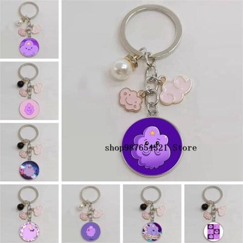 New space princess icon keychain, glass cabochon car bag keychain