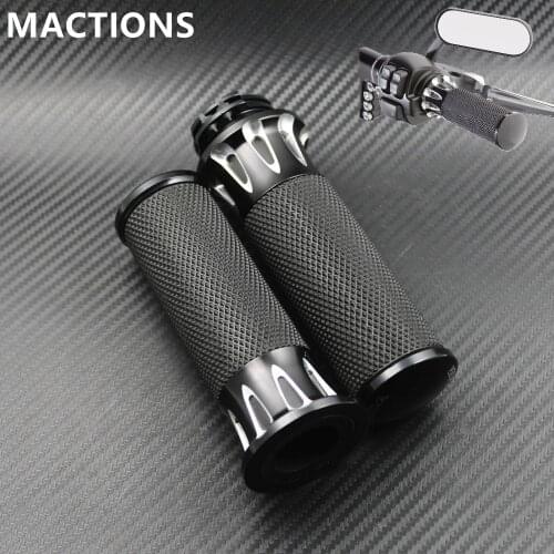 Motorcycle Handle Black And Cast Chrome Aluminium Handbar Rubber Hand Grips For Harley