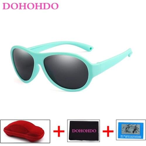 DOHOHDO Hot Children Square Polarized Sunglasses Kids Silicone Safe TR90 Sun Glasses Girls Boys UV400 Gafas De Sol With Case