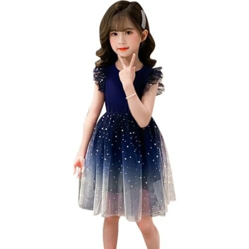 Kids Dresses For Girls Mesh Girl Child Dress Sequin Kid Dress Summer Kids Costume 6 8 10 12 14