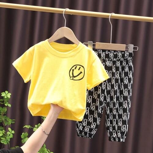 2021 New Summer Baby Boy Girls Clothes Suit Children Cotton T Shirt Shorts 2Pcs/sets Toddler Casual Clothing Kids Tracksuits