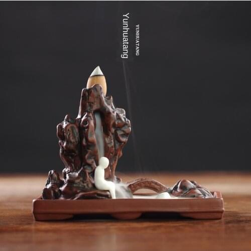 Purple Sand Backflow Incense Burner Paradise TeaSet Tea Ceremony Zero with Kodo Ornaments Incense Holder Backflow Incense Burner