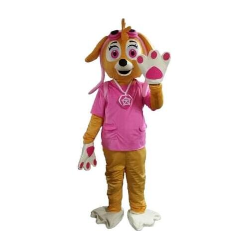 Hot sale Adult lovely Pink Dog mascot fancy dress costumes cartoon party costumes adult size