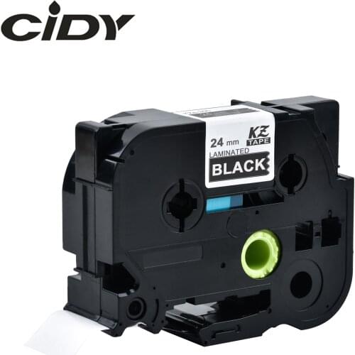 CIDY Tze 355 Tz355 24mm white on black Laminated tze Compatible P touch 24mm tze-355 tz-355 tze355 Label Tape Cassette Cartridge
