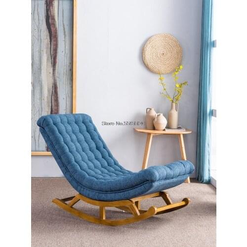 Modern Design Rocking Lounge Chair Fabric Upholstery and Wood For Home Furniture Living Room Adult Luxury Rocking Chair Chaise