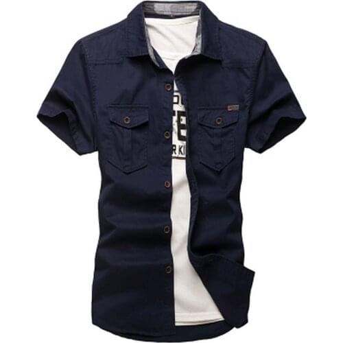 Hot 2019 Outdoor Short sleeve cotton Sport shirt tooling Cargo army uniform shirt pocket camouflage Camping Hiking Shirts Men