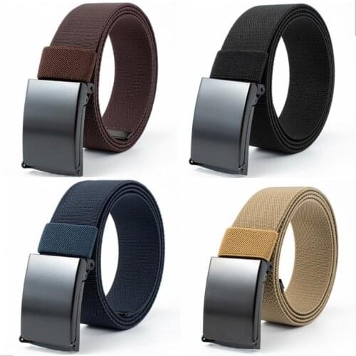 High Quality Men/ Women Nylon Braided Elastic Belt Designer Outdoor Travel Tactical Waist Belt with Metal Buckle Jeans Waistband