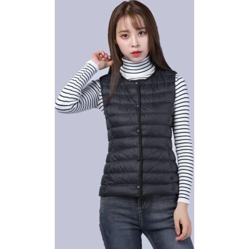 New style winter short vest women fashion white black korean style ultra light duck down coat girl jacket female outerwear