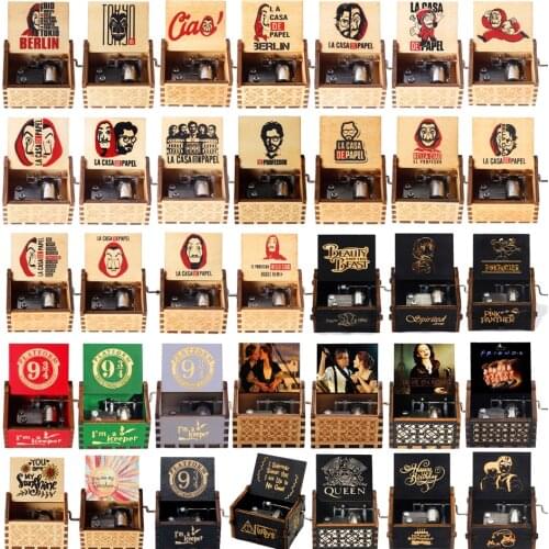 2021latest Design La Casa De Papel Bella Ciao Music Box Theme Music Wooden Hand Friends Fans Students Gifts Birthday Gift