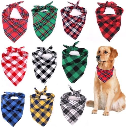 Classic Red Black Plaid Pet Dog Bandana Cat Puppy Kerchief Pet Grooming Accessories Pet Neckerchief Scarf Dog Saliva Towel