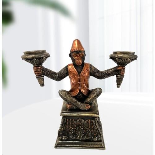 Monkey Candle Holder Medieval Decorative Tealight Candlestick Resin Animal