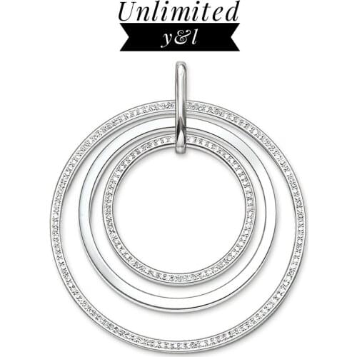 Three Circles Pendants Cubic Zirconia Silver Fashion Jewelry DIY Necklaces Accessories for Women and Men Gifts