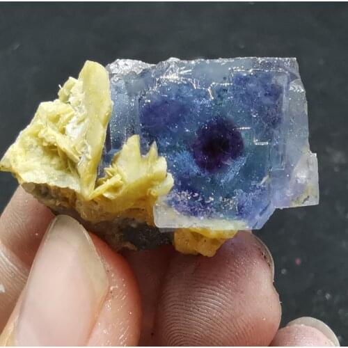 15.8gNatural rare blue purple fluorite and mica associated mineral specimen stone and crystal healing energy CRYSTAL QUARTZ GEM