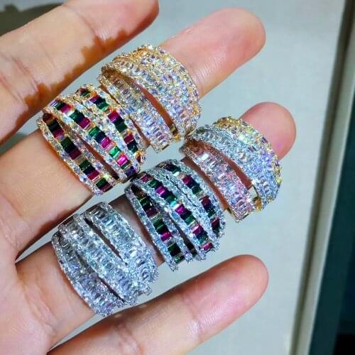 Luxury Stackable Gorgeous Wide Charm Rings For Women Wedding Cubic Zircon Engagement Dubai Punk Bridal Finger Rings